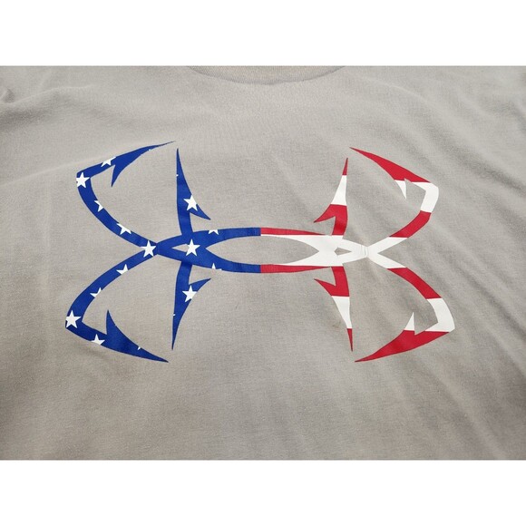 Under Armour Freedom T-Shirt Mens 2XL American Flag Logo Gray Short Sleeve Loose - Picture 4 of 7